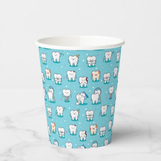 Cute Dental Pattern Papieren Bekers (Links)