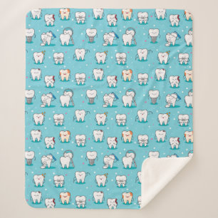 Cute Dental Pattern Sherpa Deken