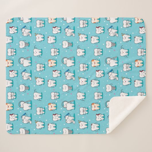 Cute Dental Pattern Sherpa Deken (Voorkant (horizontaal))
