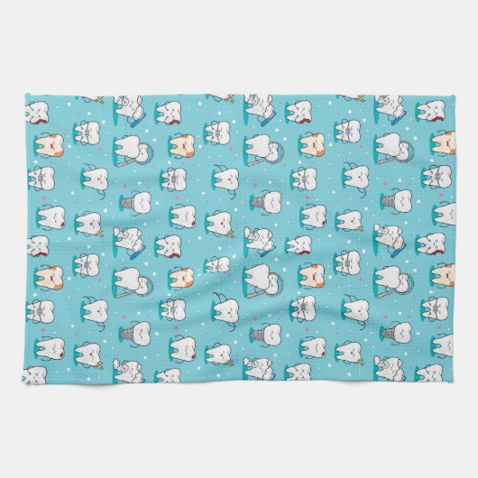 Cute Dental Pattern Theedoek (Horizontaal)