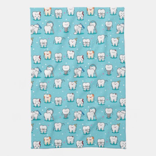 Cute Dental Pattern Theedoek (Verticaal)