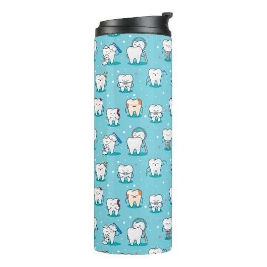 Cute Dental Pattern Thermosbeker (Gedraaid links)