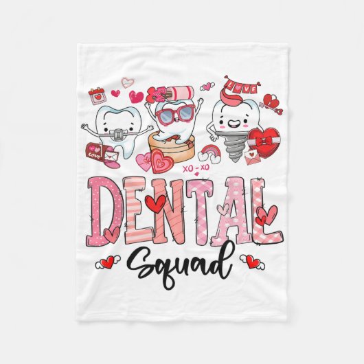 Cute Dental Squad Happy Valentine's Day  Fleece Deken (Voorkant)