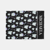 Cute Dentist Dental Hygienist Tooth Pattern Black Fleece Deken (Voorkant (Horizontaal))