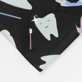 Cute Dentist Dental Hygienist Tooth Pattern Black Fleece Deken (Hoek)