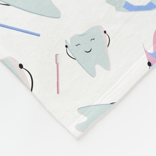 Cute Dentist Dental Hygienist Tooth Pattern White Fleece Deken (Hoek)