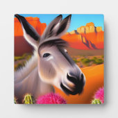 Cute Desert Donkey met bloeiende cactus Fotoplaat (Voorkant)