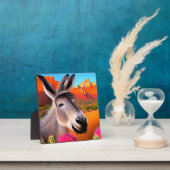 Cute Desert Donkey met bloeiende cactus Fotoplaat (Insitu)