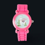 Cute Desert Llama Gepersonaliseerd meisje Horloge<br><div class="desc">Cute desert lama-ontwerp.</div>