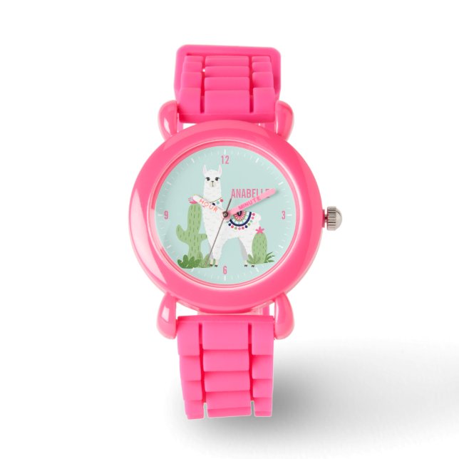 Cute Desert Llama Gepersonaliseerd meisje Horloge (Voorkant)