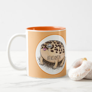 Cute desert rain frog cartoon illustratie tweekleurige koffiemok