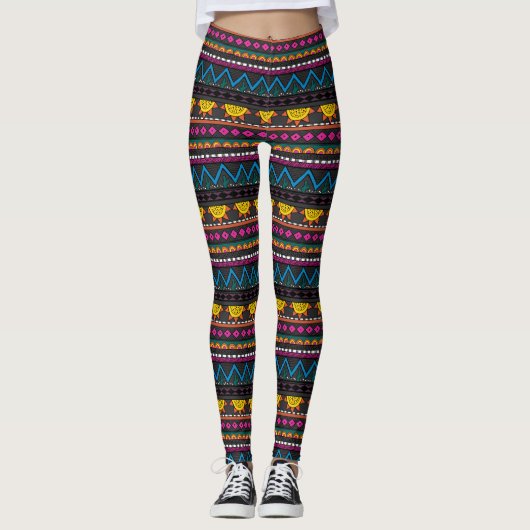 Cute Desert Southwest print leggings, grijs, Multi Leggings (Voorkant)