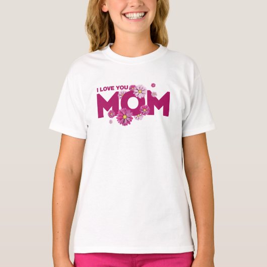 Cute Design I Love Mam Text for Moederdag T-shirt (Voorkant)