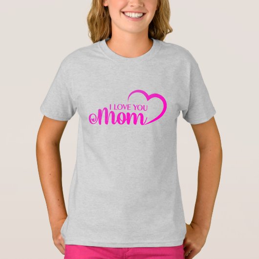 Cute Design I Love Mam Text for Moederdag T-shirt (Voorkant)