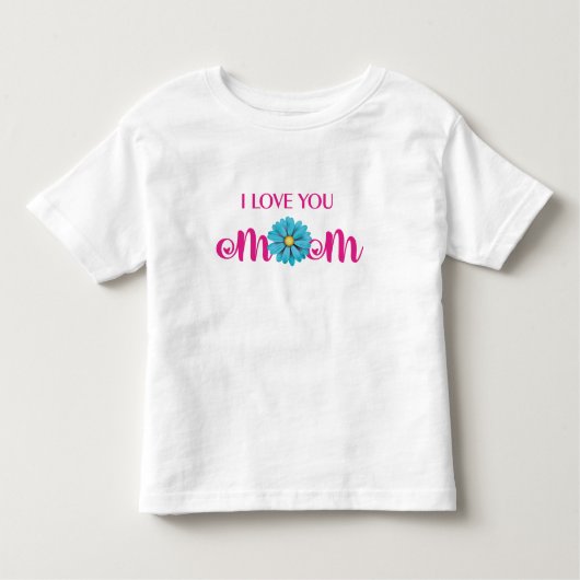 Cute Design Text I love you ma with Flower Kinder Shirts (Voorkant)