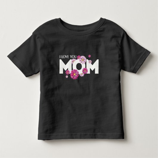 Cute Design Text Ik hou van je moeder met bloemen Kinder Shirts (Voorkant)