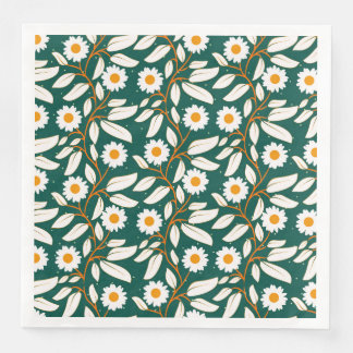 Cute design white flowers and leafs servet