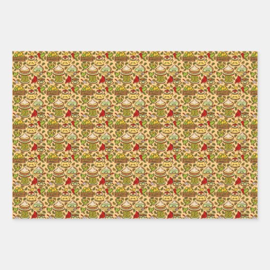 Cute dessert-inspired patterns wrapping paper (Voorkant)
