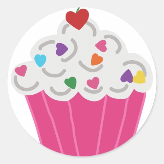 Cute Dessert Pink Cupcake Ronde Sticker (Voorkant)