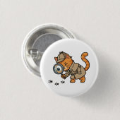 Cute Detective Cat Button (Voorkant /achterkant)