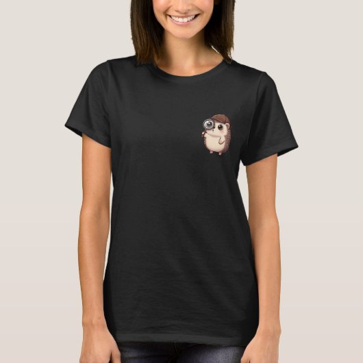 Cute Detective Hedgehog with Magnifying Glass T-shirt (Voorkant)
