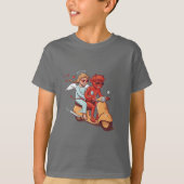 Cute Devil and Angel on a Scooter T-shirt (Voorkant)