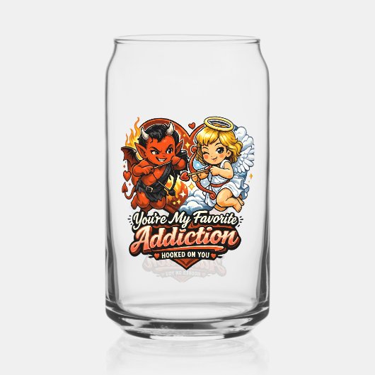 Cute Devil & Angel Valentine Day Love Design Blikvorm Glas (Voorkant)