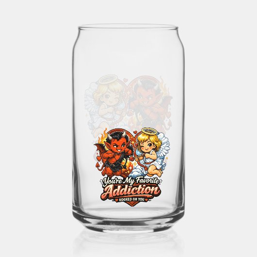 Cute Devil & Angel Valentine Day Love Design Blikvorm Glas (Achterkant)