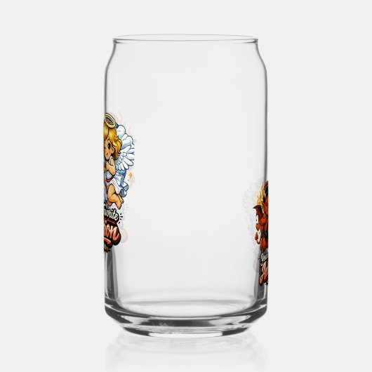 Cute Devil & Angel Valentine Day Love Design Blikvorm Glas (Links)