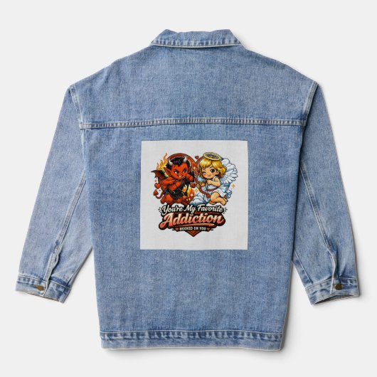 Cute Devil & Angel Valentine Day Love Design Denim Jacket (Achterkant)
