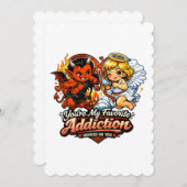 Cute Devil & Angel Valentine Day Love Design Kaart (Voorkant / Achterkant)