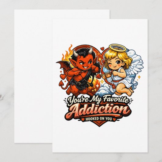 Cute Devil & Angel Valentine Day Love Design Kaart (Voorkant / Achterkant)