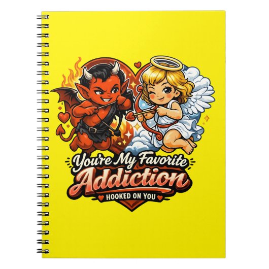 Cute Devil & Angel Valentine Day Love Design Notitieboek (Voorkant)