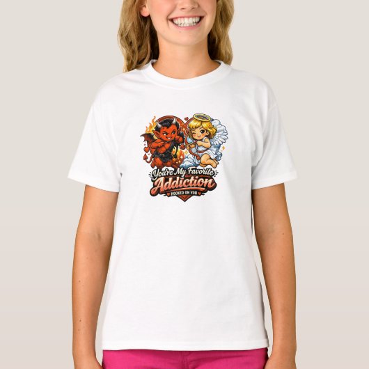 Cute Devil & Angel Valentine Day Love Design T-shirt (Voorkant)