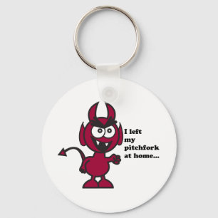 Cute Devil Cartoon Angry Pitchfork Quote Sleutelhanger