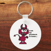 Cute Devil Cartoon Angry Pitchfork Quote Sleutelhanger (Voorkant)
