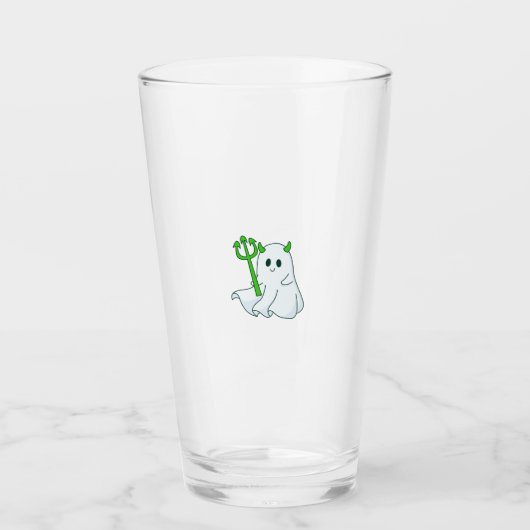 Cute Devil Ghost with Green Trident Glas (Voorkant)