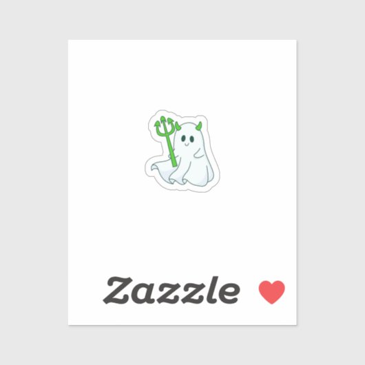 Cute Devil Ghost with Green Trident Sticker (Vel)