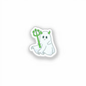 Cute Devil Ghost with Green Trident Sticker (Voorkant)