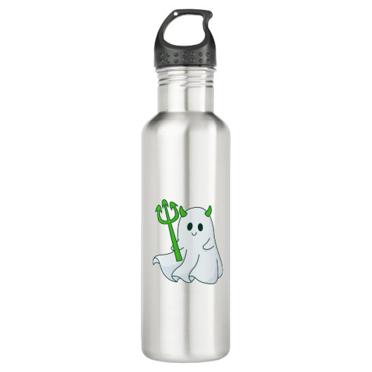 Cute Devil Ghost with Green Trident Waterfles (Voorkant)