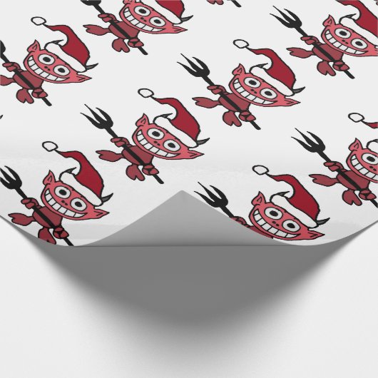 Cute Devil met kerstkerstkerstPet Cadeaupapier (Hoek)