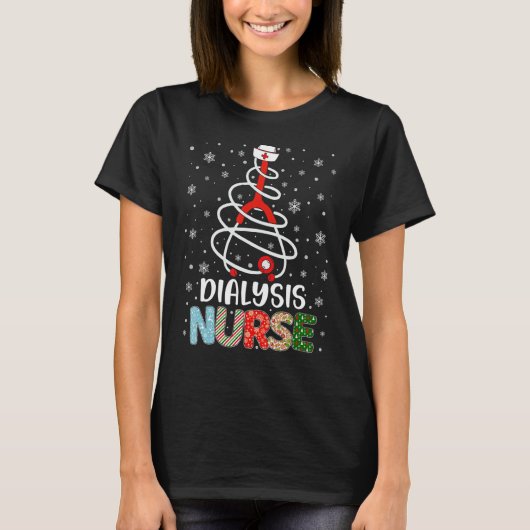 Cute Dialyse Neurse Xmas Tree Merry Kerstzuren T-shirt (Voorkant)