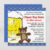 Cute Diaper Keg Party-uitnodigingen - Dadcelor Par Kaart (Voorkant / Achterkant)