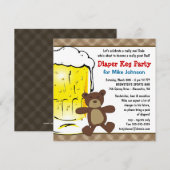 Cute Diaper Keg-uitnodigingen - New papa Beer Part Kaart (Voorkant / Achterkant)