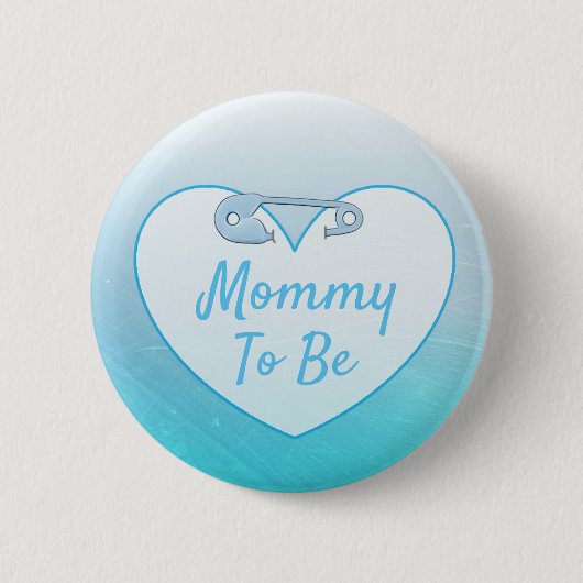Cute Diaper Pin Heart Blue Mam Ronde Button 5,7 Cm (Voorkant)