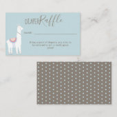 Cute Diaper Raffle Llama Baby shower Brown Blue Informatiekaartje (Voorkant / Achterkant)