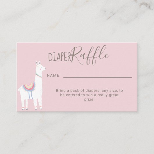 Cute Diaper Raffle Llama Baby shower Bruin roze Informatiekaartje (Voorkant)