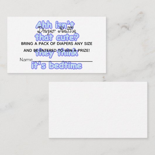 Cute Diaper Raffle Ticket Informatiekaartje (Voorkant / Achterkant)