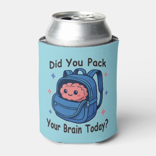 Cute “Did You Pack Your Brain Today?” Brain Pun Blikjeskoeler (Blikje Voorkant)