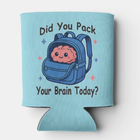 Cute “Did You Pack Your Brain Today?” Brain Pun Blikjeskoeler (Achterkant)
